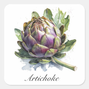 The Heart of the Garden: Artichoke in Watercolor Square Sticker