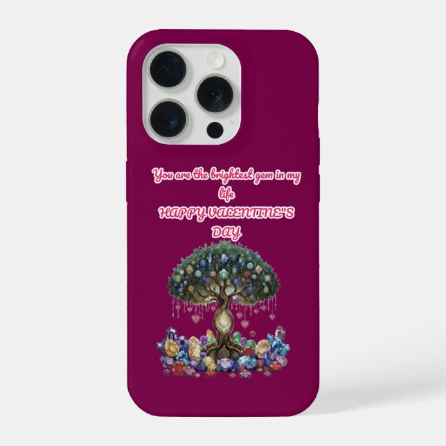 The Heart of the Gem Tree: A Romantic Valentine's  iPhone Case (Back)