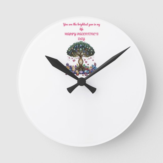 The Heart of the Gem Tree: A Romantic Valentine's  Round Clock (Front)
