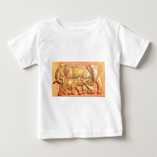 The Heart of the Herd: Elephant Family Portrait Baby T-Shirt (Front)