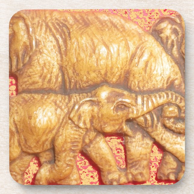 The Heart of the Herd: Elephant Family Portrait Coaster (Front)