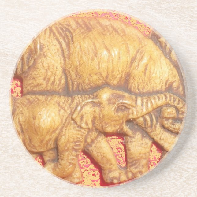 The Heart of the Herd: Elephant Family Portrait Coaster (Front)