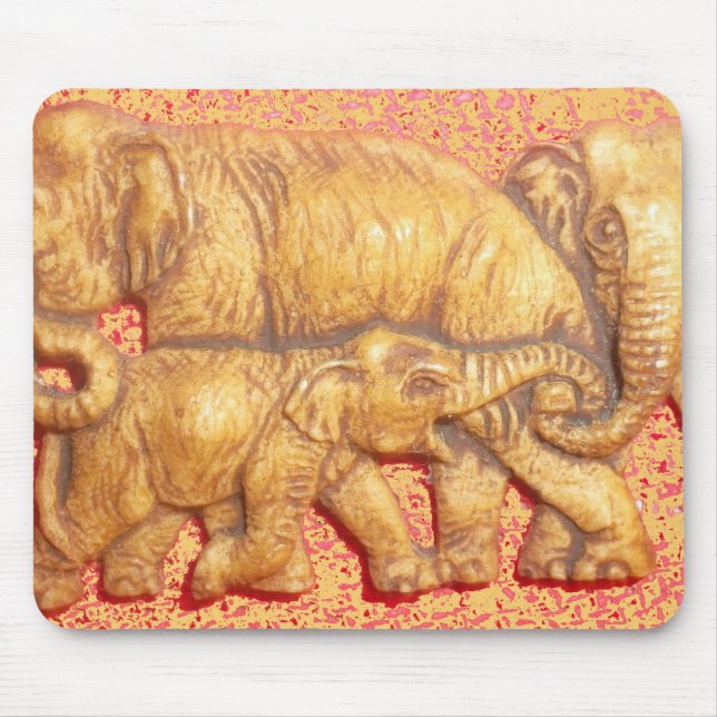 The Heart of the Herd: Elephant Family Portrait Mouse Pad (Front)