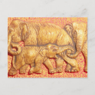 The Heart of the Herd: Elephant Family Portrait Postcard