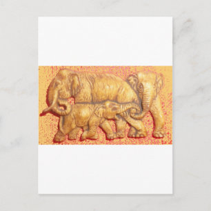The Heart of the Herd: Elephant Family Portrait Postcard