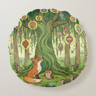 The Heart of the Woods: Celebration of Light Round Cushion