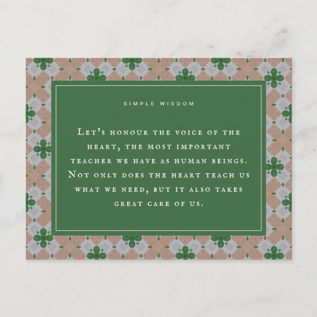 The Heart, Our Greatest Teacher Motivational Card (Front)