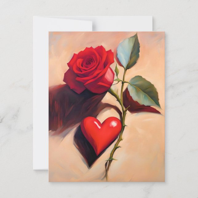 The Heart & The Rose Romantic OWN ART Note Card (Front)