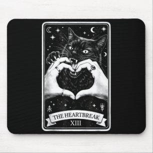 The heartbreak cat gothic tarot card art goth girl mouse pad