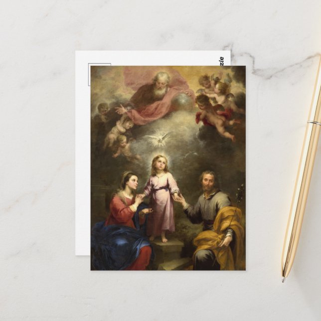 The Heavenly and Earthly Trinities by Murillo Postcard (Front/Back In Situ)
