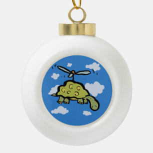 the helicopter tortoise ceramic ball christmas ornament
