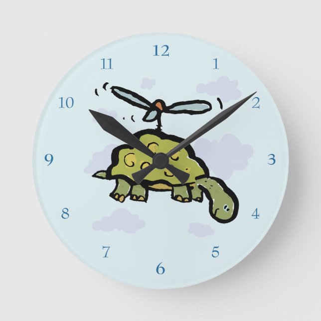 the helicopter tortoise round clock (Front)
