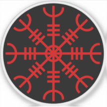 The Helm of Awe - Aegishjalmur (red on black)