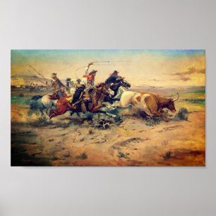 The Herd Quitter (by C. M. Russell, c. 1897) Poster