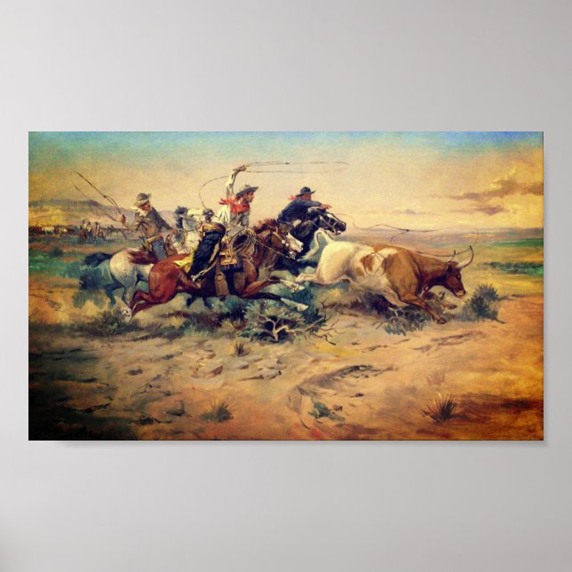 The Herd Quitter (by C. M. Russell, c. 1897) Poster (Front)