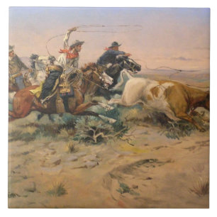 The Herd Quitter by Charles Marion Russell Tile