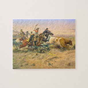 The Herd Quitter Cowboy Wranglers C Russell 1897 Jigsaw Puzzle