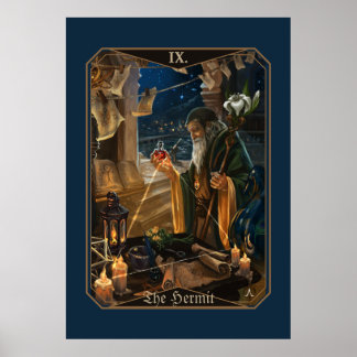 The Hermit tarot card - fantasy alchemy art Poster