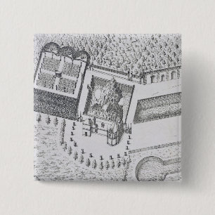 The Hermitage and the Maison Blanc at the Chateau 15 Cm Square Badge