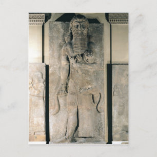 The hero Gilgamesh holding a lion Postcard