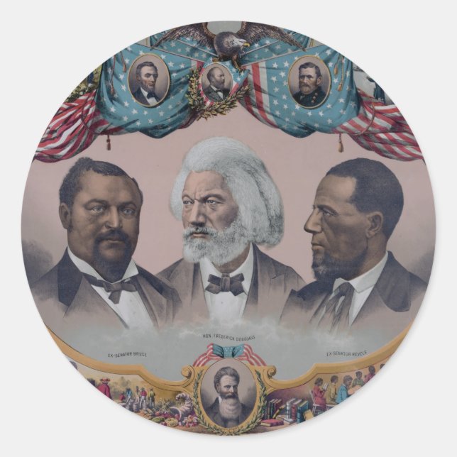 "The Heroes Of The Coloured Race" Classic Round Sticker (Front)