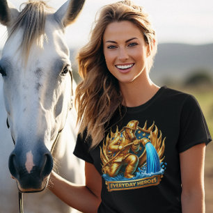 The Heroic Fireman Taming Flames T-Shirt