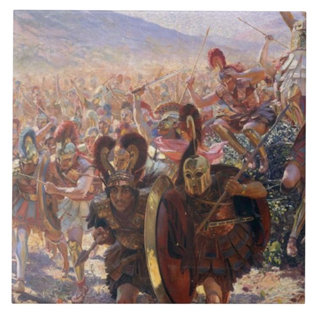 The Heros of the Battle of Marathon (Rochegrosse) Ceramic Tile (Front)