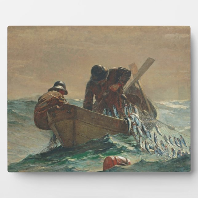 The Herring net, 1885 (oil on canvas) Plaque (Front)