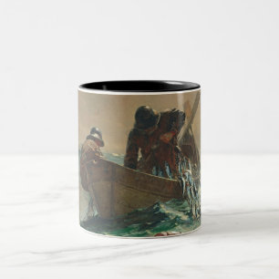 The Herring net, 1885 (oil on canvas) Two-Tone Coffee Mug