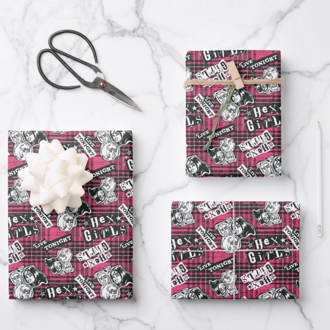 The Hex Girls Punk Plaid Pattern Wrapping Paper Sheet (Front)