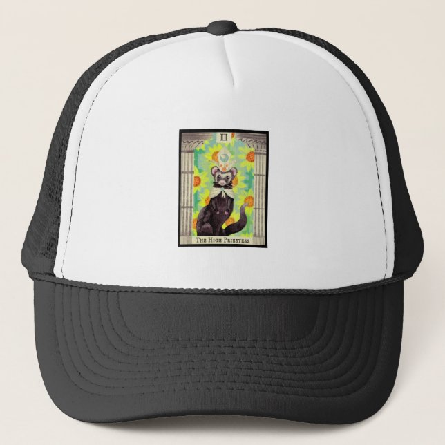 The High Ferret Priestess Tarot Card Trucker Hat (Front)