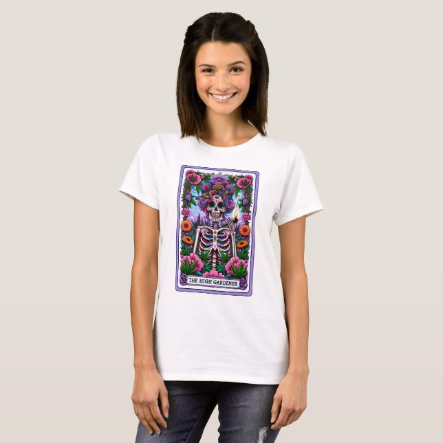 The High Gardener Funny Skeleton Tarot T-Shirt (Front Full)