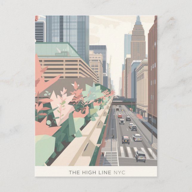 The High Line NYC Pastel Art Postcard (Front)