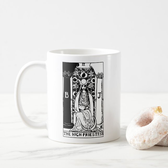 The High Priestess Tarot Card Coffee Mug (With Donut)