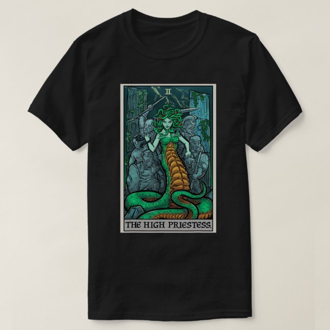 The High Priestess Tarot Card Medusa Greek Mytholo T-Shirt (Design Front)