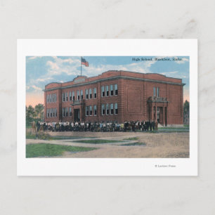 The High School with Faculty and Students Postcard