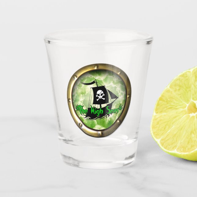 The High Seas Podcast Shot Glass (Front)
