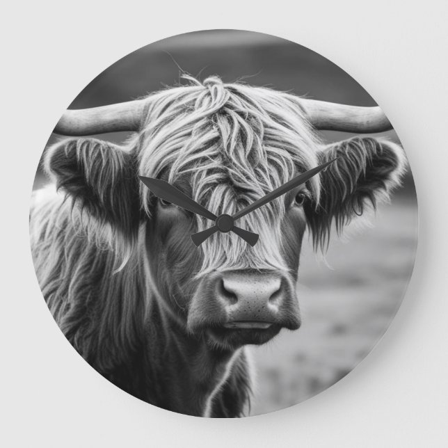 The Highland cow  Large Clock (Front)