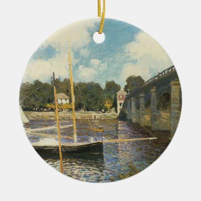 The Highway Bridge at Argenteuil by Claude Monet Ceramic Ornament (Front)