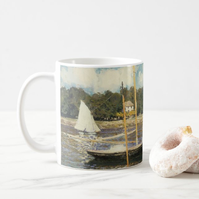 The Highway Bridge at Argenteuil by Claude Monet Coffee Mug (With Donut)