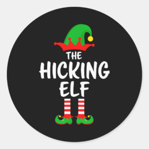 The Hiking Elf Matching Family Christmas  Classic Round Sticker