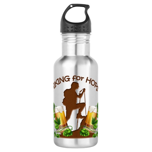 The Hiking for Hops 18 oz Water Bottle (Front)