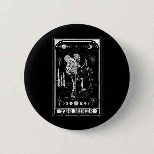 The Hiking Goth Skeleton Tarot Card Nature Hallowe 6 Cm Round Badge