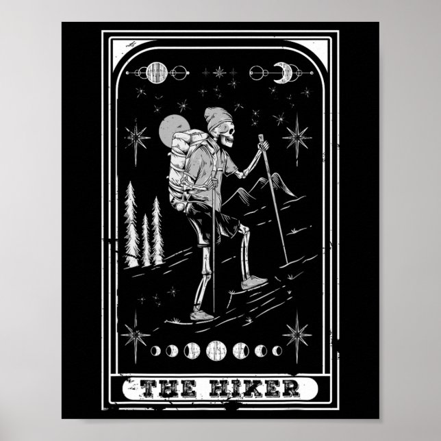 The Hiking Goth Skeleton Tarot Card Nature Hallowe Poster (Front)