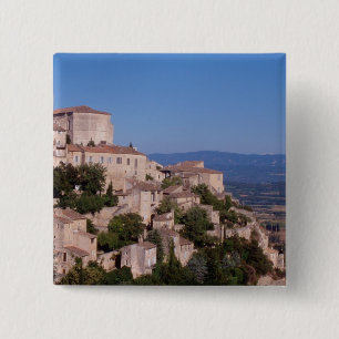 The hill top village of Gordes 15 Cm Square Badge