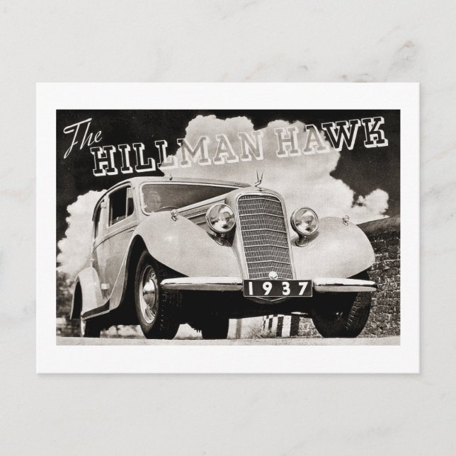 The Hillman Hawk 1937 Postcard (Front)