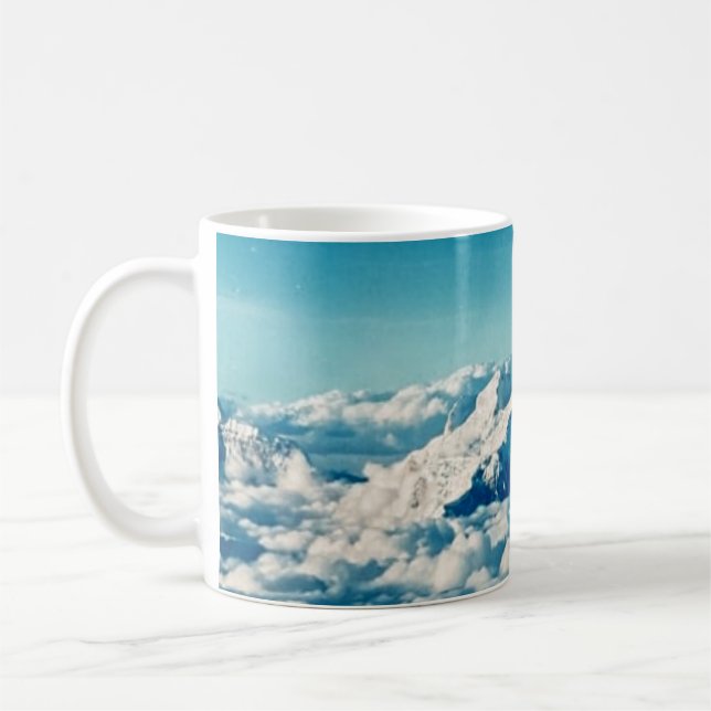 The Himalayas Mountains in Clouds Blue Sky Coffee Mug (Left)