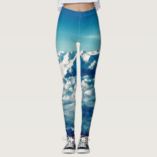 The Himalayas Mountains in Clouds Blue Sky Leggings