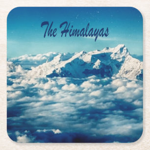 The Himalayas Mountains with Text Square Paper Coaster
