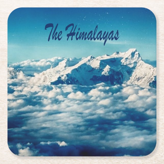 The Himalayas Mountains with Text Square Paper Coaster (Front)